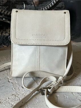 American Leather Co Kansas Stone Smooth Leather Foldover Crossbody Bag